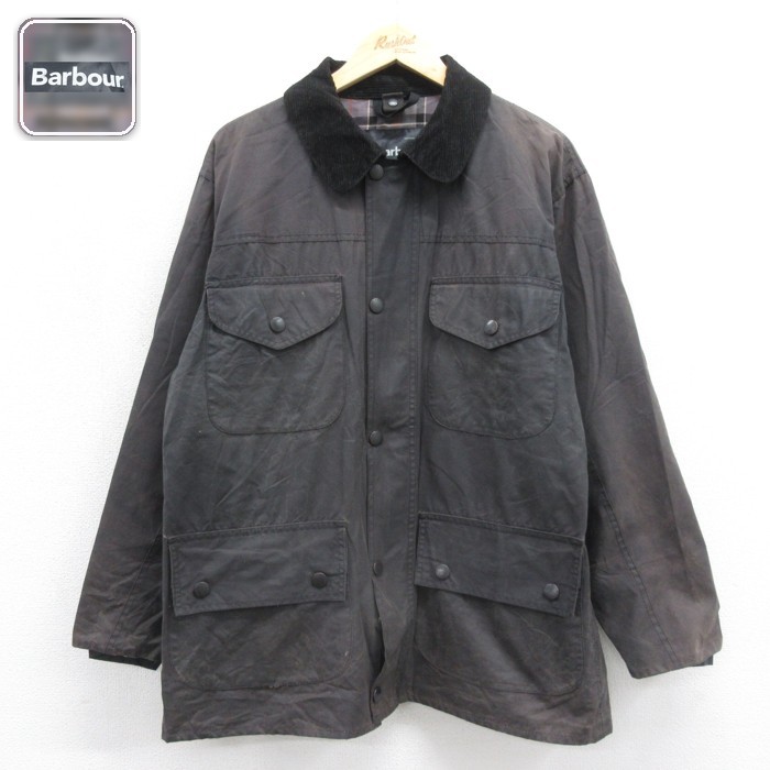 Barbour イングランド製 長袖 ジャケット オイルド フラップポケット ブラック メンズL相当 | 古着