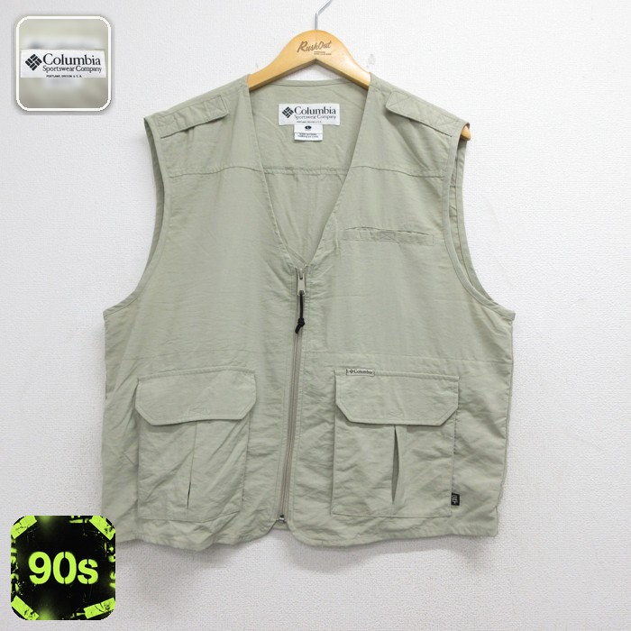 コロンビア 90s ノースリーブジャケット フィッシングベスト ベージュ メンズXL相当 | 古着