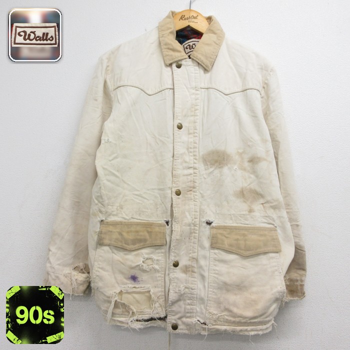 ウォールズ 90s 長袖ジャケット ボロ フランネル ベージュ メンズL相当 | 古着
