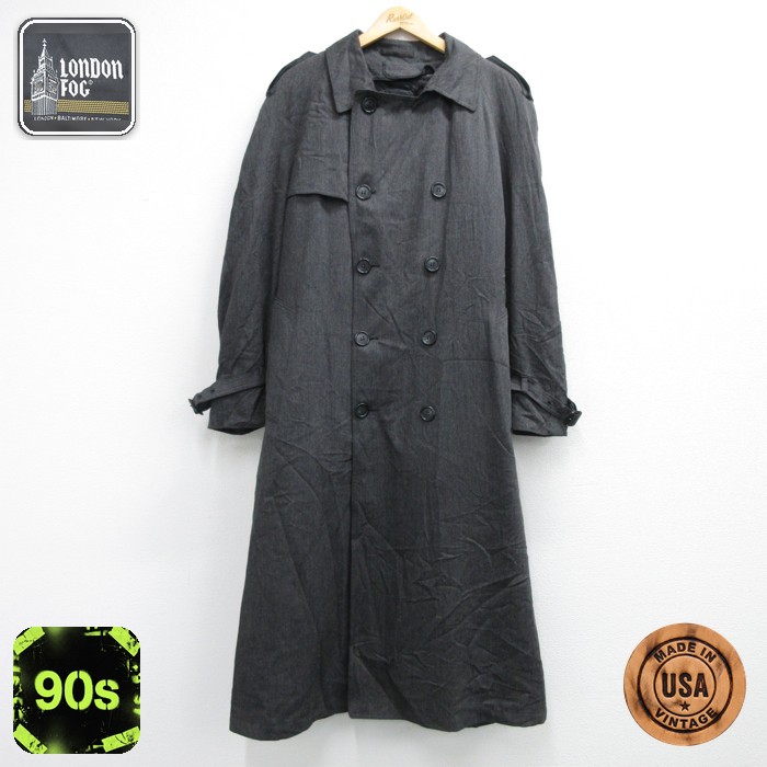 London Fog 長袖 90s トレンチコート ロング丈 USA製 グレー 霜降り メンズXL相当 | 古着