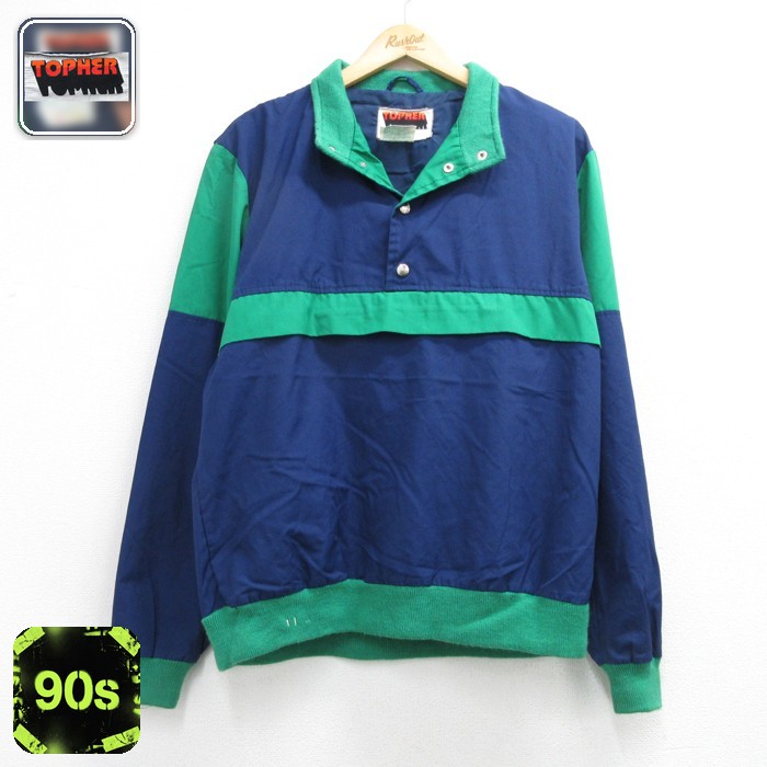 TOPFUN 長袖 ジャケット 90s ツートンカラー ネイビー メンズL相当 | 古着