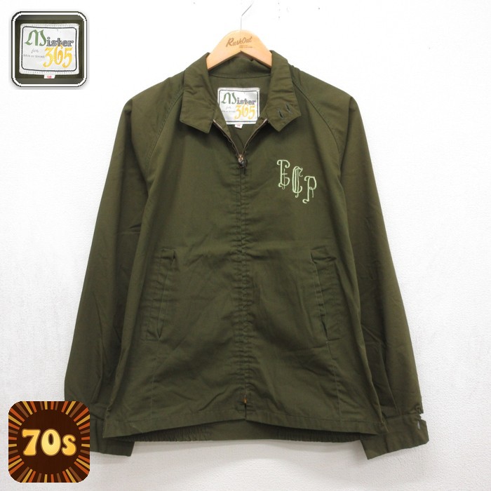 Mister 365 長袖 ジャケット スイングトップ 70s ラグラン カーキ メンズL相当 | 古着