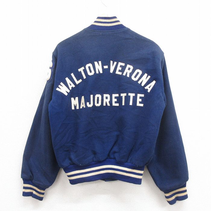 M★古着 長袖 ビンテージ スタジャン メンズ 70年代 70s WALTON 紺 ネイビー 25oct02 中古 アウター ジャンパー ブルゾン