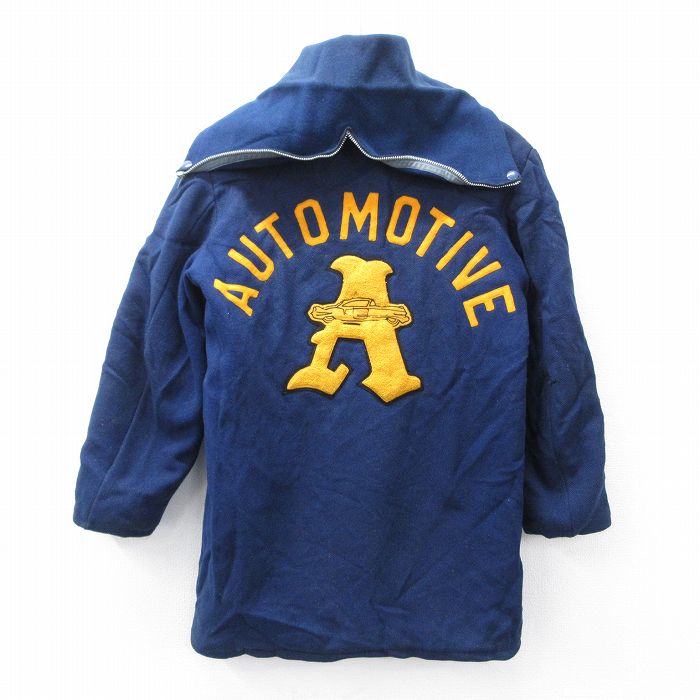 M★古着 エンパイア 長袖 ビンテージ スタジャン メンズ 70年代 70s AUTOMOTIVE ウール 紺 内側キルティング 25nov13