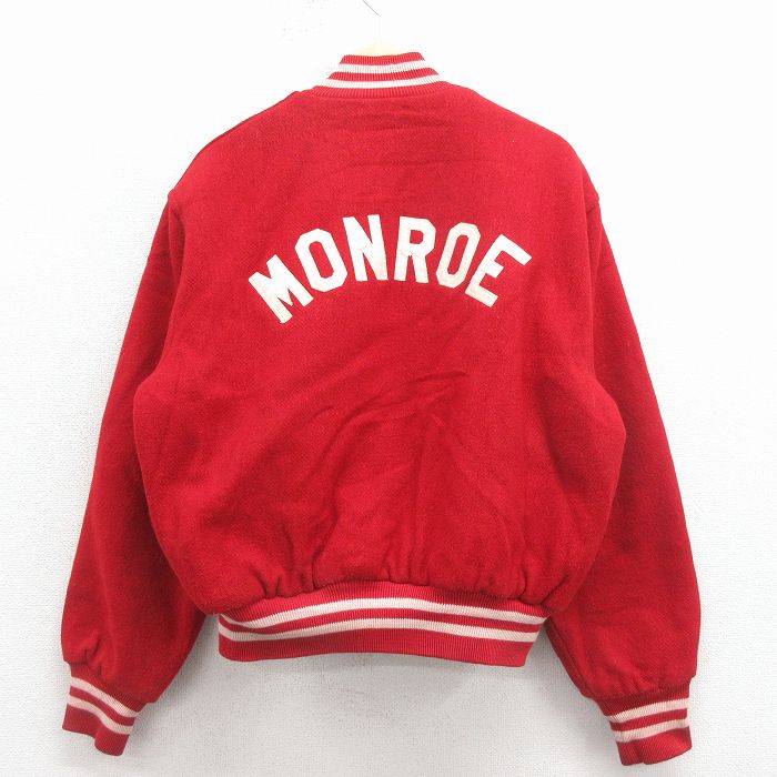 XL★古着 ホロウェイ 長袖 スタジャン メンズ 80年代 80s MONROE 大きいサイズ 赤 内側キルティング 26jan24