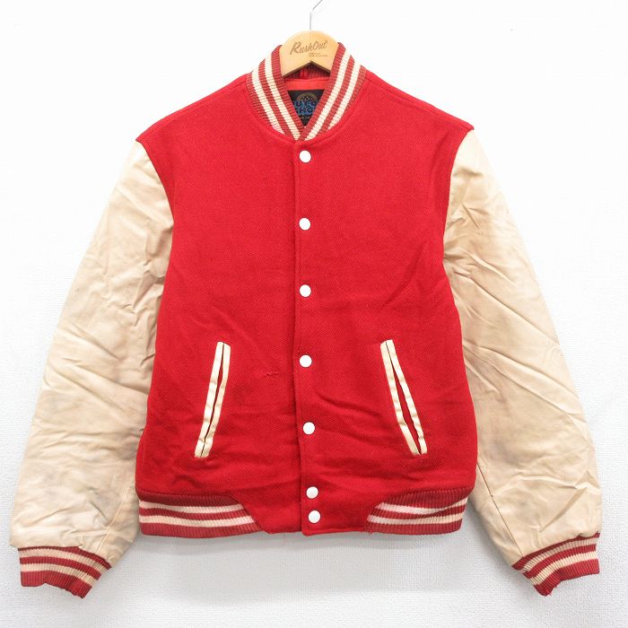 80s 長袖スタジャン 内側キルティング レッド メンズM相当 | 古着