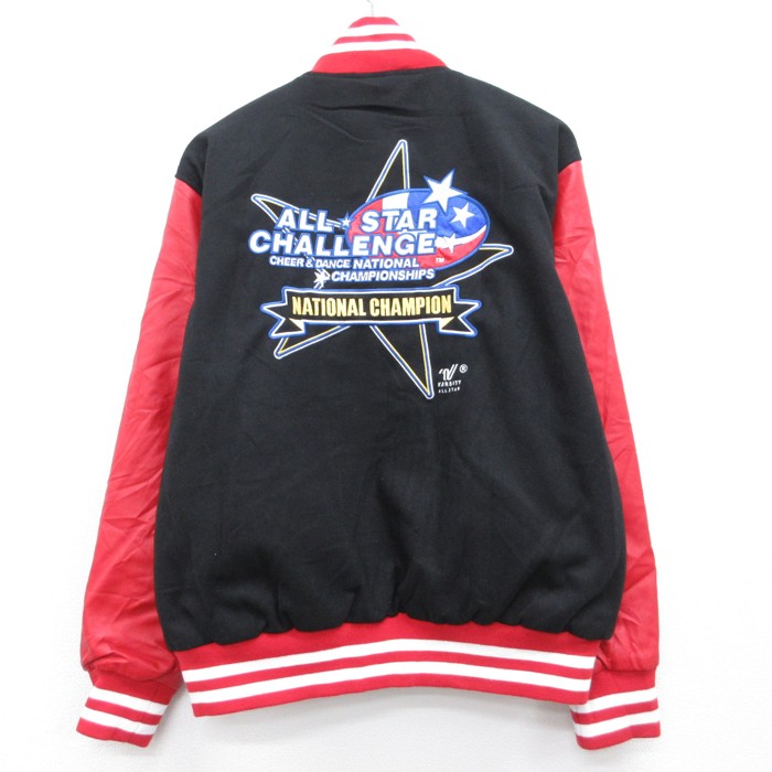 VARSITY 長袖スタジャン ALL STARししゅう ブラック メンズXL相当 | 古着