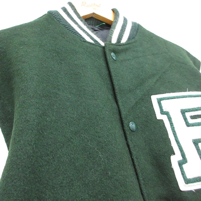 古着通販 XL☆古着 長袖 スタジャン メンズ 90年代 90s レタード USA製