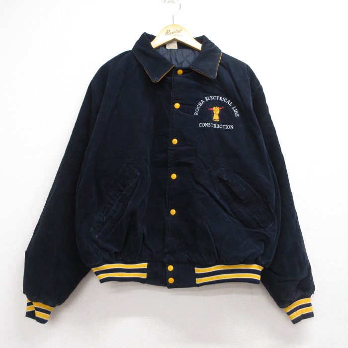 古着通販 XL☆古着 長袖 スタジャン メンズ 80年代 80s コーデュロイ