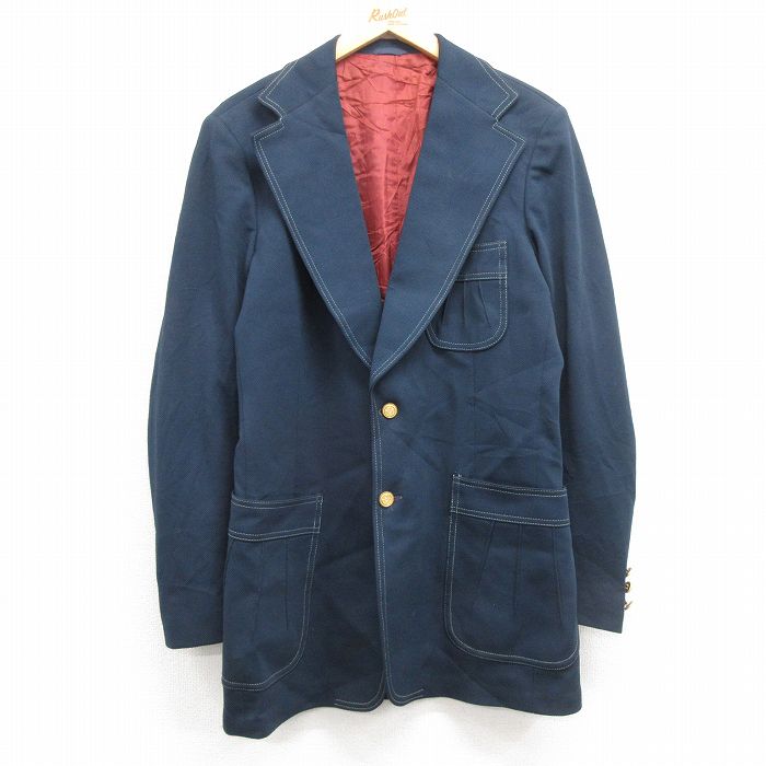 【50%OFF】M★古着 リー Lee 長袖 テーラード ジャケット メンズ 80年代 80s ロング丈 USA製 紺 ネイビー 25jan21 中古 アウター