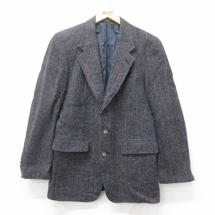 【50%OFF】S★古着 長袖 テーラード ジャケット メンズ 80年代 80s ウール USA製 黒他 ブラック チェック 25feb04 中古 アウター