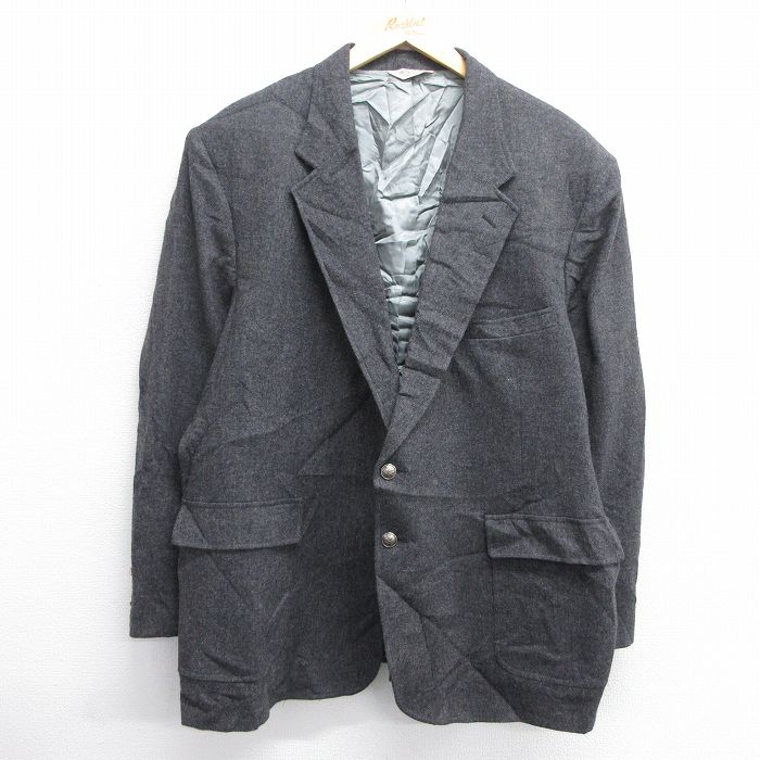XL★古着 長袖 テーラード ジャケット メンズ 90年代 90s ウール 大きいサイズ USA製 濃グレー 25feb07 中古 アウター
