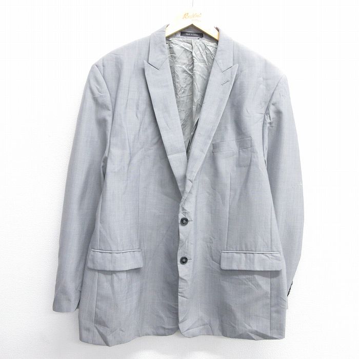 XL★古着 カルバンクライン Calvin Klein 長袖 テーラード ジャケット メンズ 大きいサイズ グレー 25feb07 中古 アウター