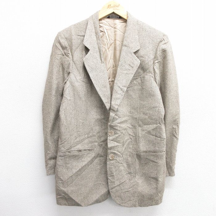【20%OFF】M★古着 ピエールカルダン pierre cardin 長袖 テーラード ジャケット メンズ 90年代 80s USA製 ベージュ他 カーキ 25feb07 中古 アウター