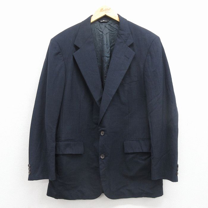L★古着 ラルフローレン チャップス 長袖 ブランド テーラード ジャケット メンズ 90年代 90s ロング丈 ウール 紺 25nov27