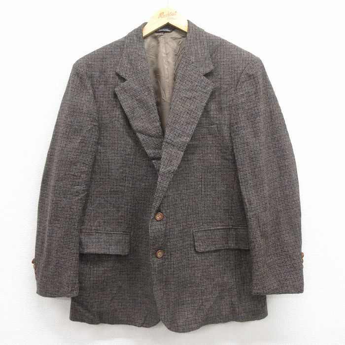 L★古着 ラルフローレン チャップス 長袖 テーラード ジャケット メンズ 90年代 90s ウール USA製 茶他 チェック【spe】 25nov29