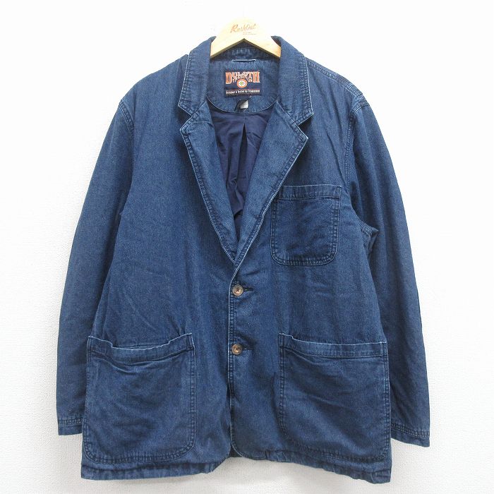 XL★古着 DULUTH TRADING 長袖 テーラード ジャケット メンズ 大きいサイズ コットン 紺 デニム 25dec25