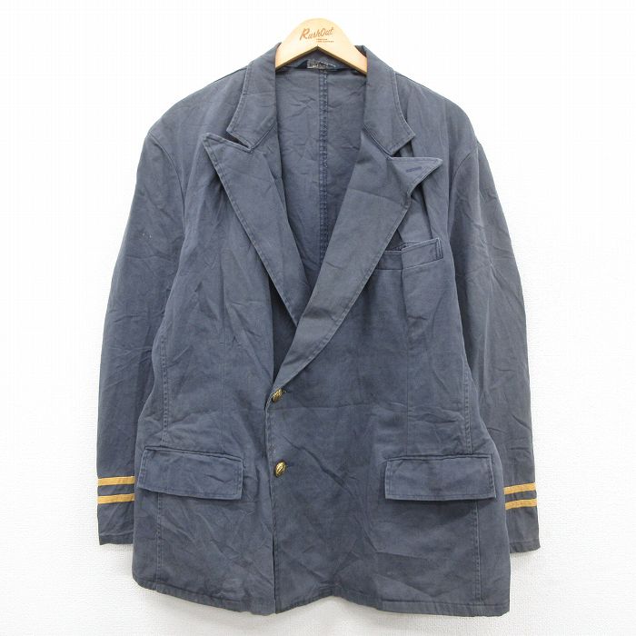 L★古着 ラルフローレン 長袖 ブランド テーラード ジャケット メンズ 90年代 90s コットン USA製 濃グレー他【spe】 26jan09