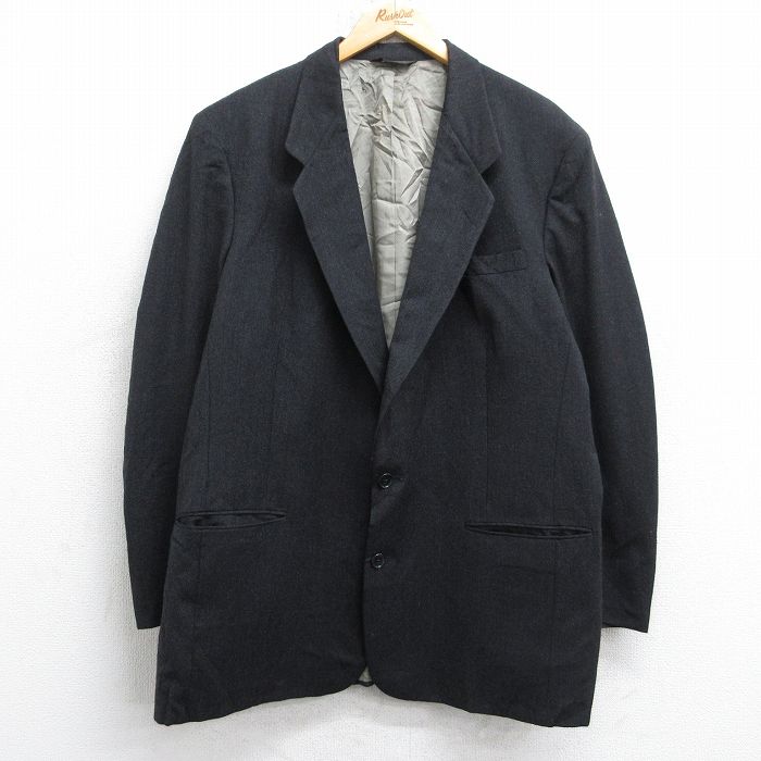 XL★古着 ピエールカルダン 長袖 ブランド テーラード ジャケット メンズ 90年代 90s ロング丈 ウール USA製 濃グレー 26jan20