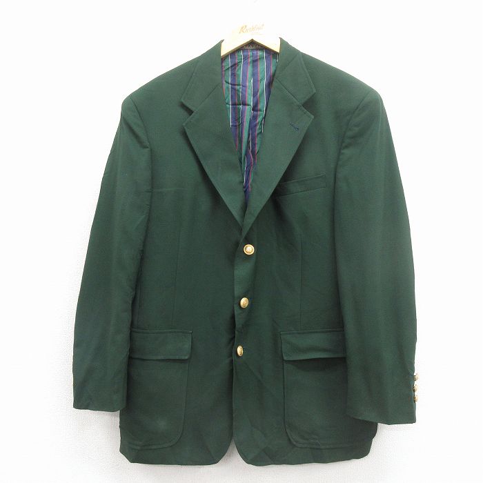 L★古着 トミーヒルフィガー 長袖 ブランド テーラード ジャケット メンズ 90年代 90s USA製 緑 26jan20