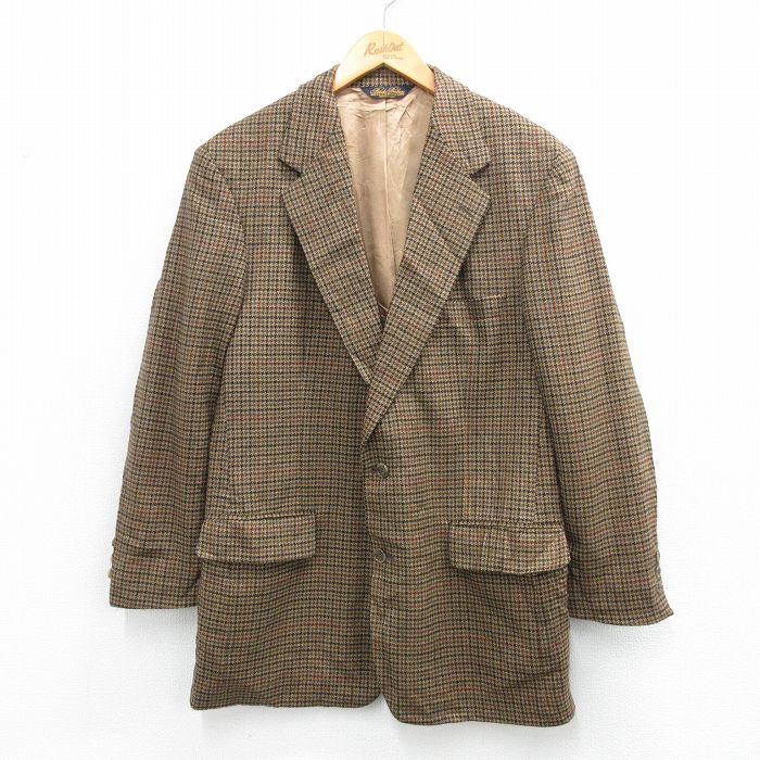 M★古着 ブルックスブラザーズ 長袖 ブランド テーラード ジャケット メンズ 90年代 90s ロング丈 ウール USA製 茶他 チェック【spe】26feb03