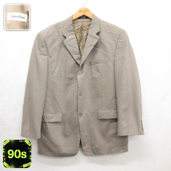 カルバンクライン 90s テーラードジャケット Woolmark ベージュ メンズM相当 | 古着