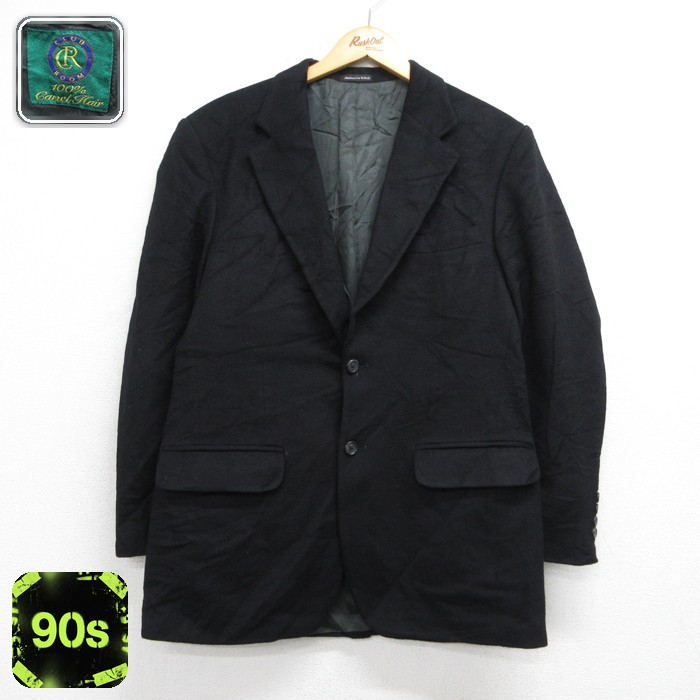 Club Room 90s テーラードジャケット キャメルヘア ブラック メンズM相当 | 古着