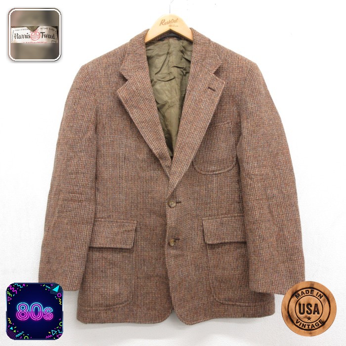 Harris Tweed 80s テーラードジャケット 霜降り ブラウン メンズM相当 | 古着