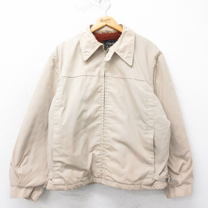 【20%OFF】XL★古着 長袖 ビンテージ ジャケット スイングトップ メンズ 70年代 70s 大きいサイズ タロン ベージュ カーキ 内側ボア 25mar06 中古 アウター ジャンパー ブルゾン