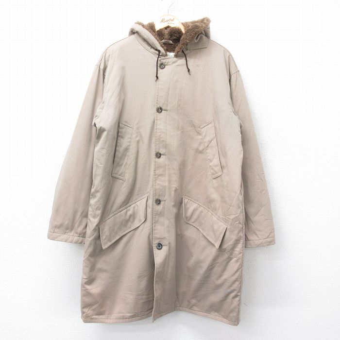 XL★古着 エルエルビーン LLBEAN 長袖 ビンテージ コート パーカー メンズ 70年代 70s 大きいサイズ ロング丈 タロン ベージュ カーキ 内側ボア 【spe】 25oct21 中古 アウター