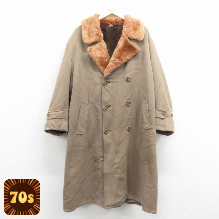 70s ロング丈コート フェイクファー ベージュ XL | 古着