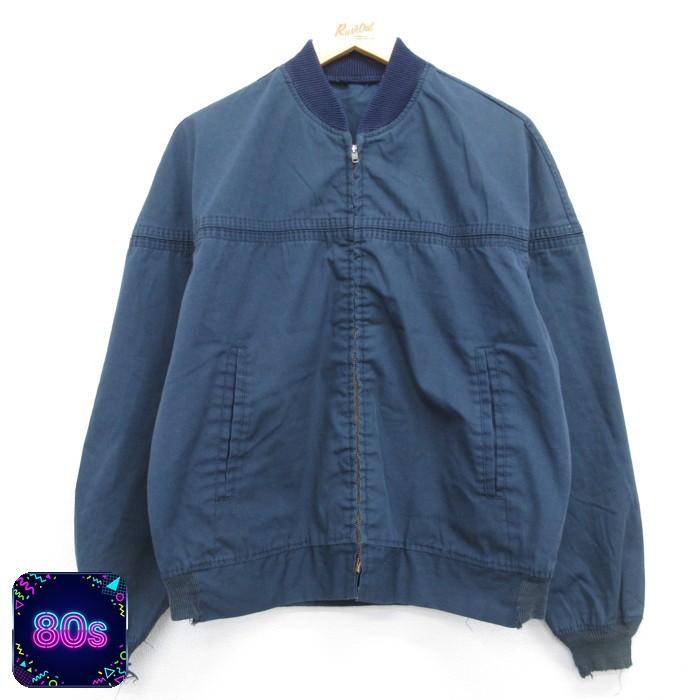 80s ジャケット ショルダーカップダービー ネイビー メンズL相当 | 古着