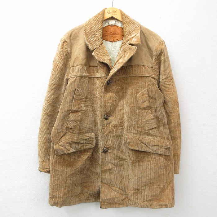 XL★古着 ウールリッチ WOOLRICH 長袖 ジャケット メンズ 90年代 90s コーデュロイ 太畝 ロング丈 茶 ブラウン 内側ウール 24nov16 中古 アウター