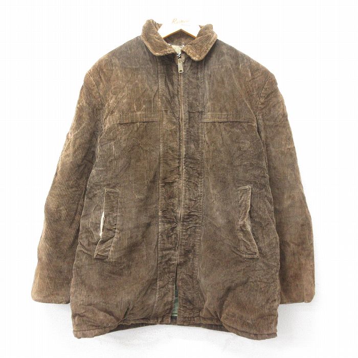 【50%OFF】XL★古着 長袖 ビンテージ コーデュロイ ジャケット メンズ 00年代 00s 太畝 タロン 茶 ブラウン 内側キルティング 25jan21 中古 アウター