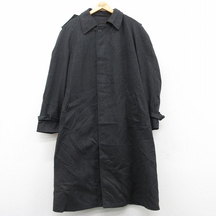 L★古着 長袖 ウール コート メンズ 90年代 90s ラグラン ロング丈 USA製 黒 ブラック 25jan28 中古 アウター