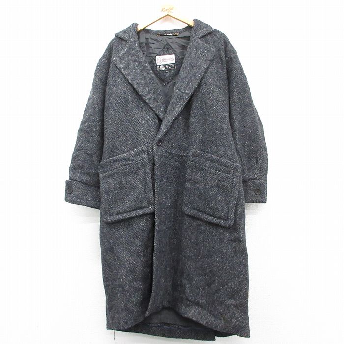 L★古着 長袖 ウール コート メンズ 90年代 90s ロング丈 グレー他 25feb04 中古 アウター