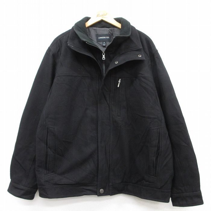XL★古着 ロンドンフォグ 長袖 ウール ジャケット メンズ 大きいサイズ 黒 ブラック 25feb04 中古 アウター