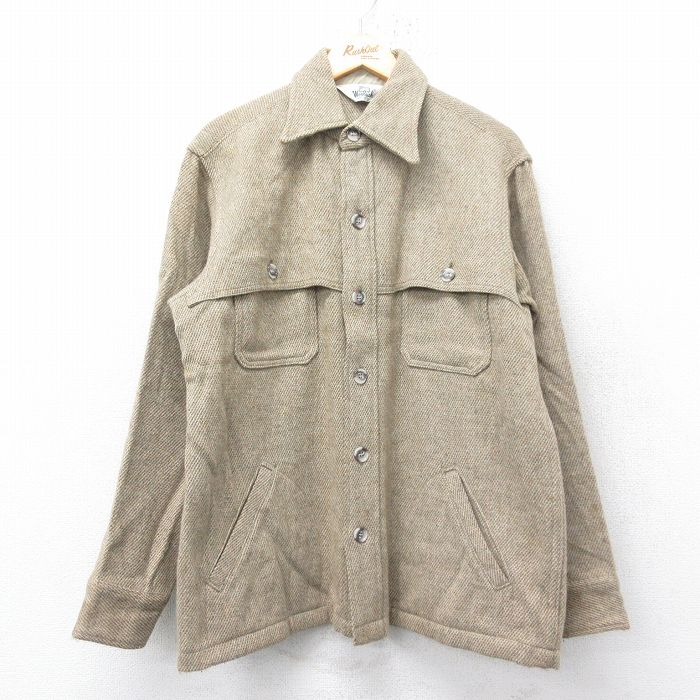 【50%OFF】XL★古着 ウールリッチ WOOLRICH 長袖 ウール ジャケット メンズ 80年代 80s ベージュ カーキ 25feb03 中古 アウター