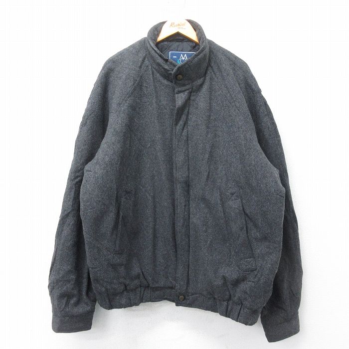 XL★古着 メンバーズオンリー 長袖 ウール ジャケット メンズ 00年代 00s ラグラン 大きいサイズ 濃グレー 25feb03 中古 アウター