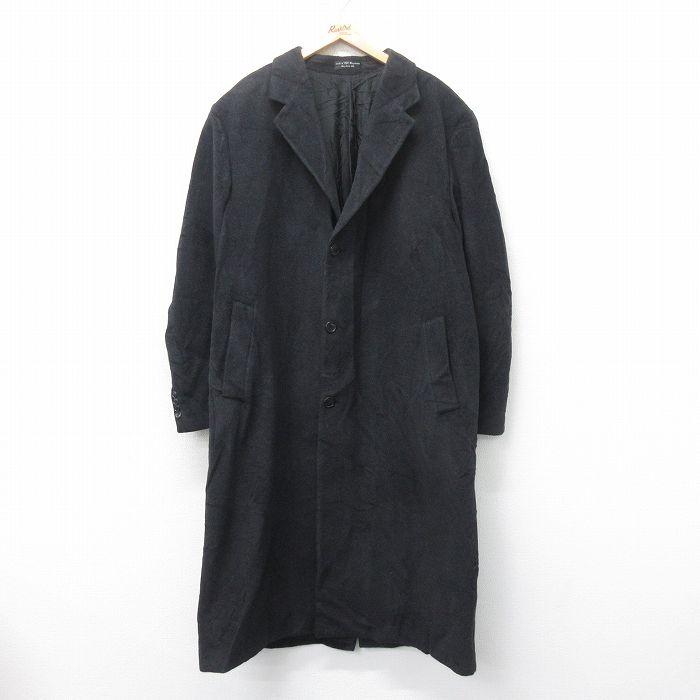 XL★古着 ラルフローレン Ralph Lauren 長袖 ブランド ウール コート メンズ 大きいサイズ ロング丈 黒 ブラック 【spe】 25feb04 中古 アウター