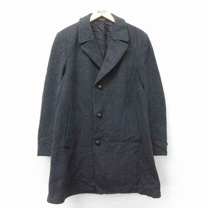 【20%OFF】M★古着 長袖 ウール コート メンズ 90年代 90s ロング丈 USA製 濃グレー 25feb04 中古 アウター