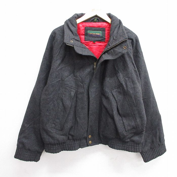 XL★古着 長袖 ウール ジャケット メンズ 00年代 00s ラグラン 濃グレー 25feb05 中古 アウター