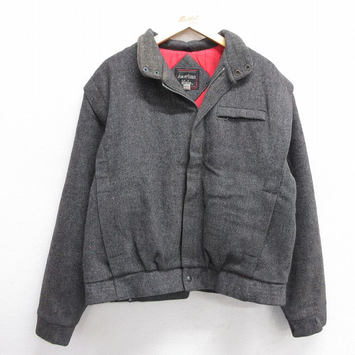 【50%OFF】L★古着 長袖 ウール ジャケット メンズ 90年代 90s 濃グレー 25feb05 中古 アウター