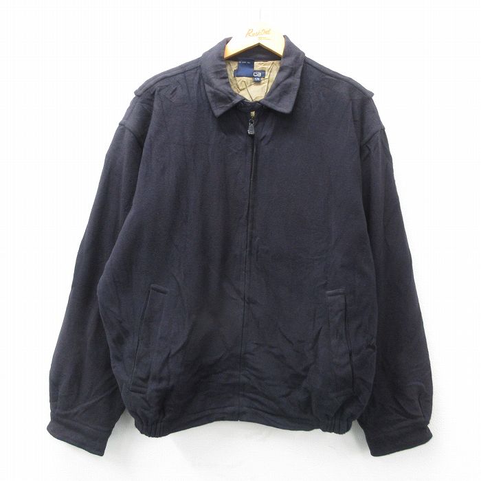 XL★古着 ノーティカ NAUTICA 長袖 ブランド ウール ジャケット メンズ 90年代 90s カシミア カシミヤ 紺 ネイビー 内側キルティング 25feb05 中古 アウター