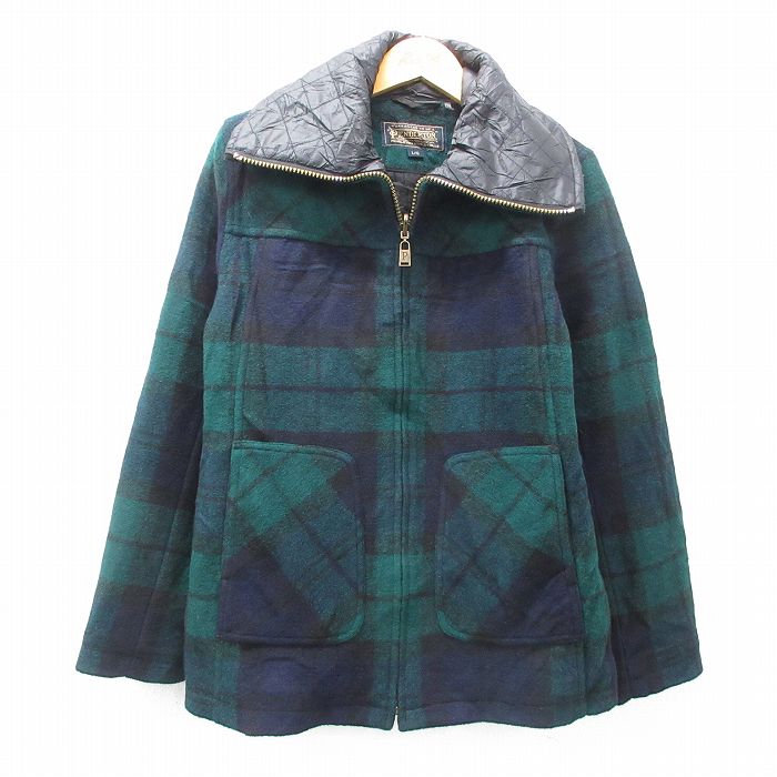 L★古着 ペンドルトン PENDLETON 長袖 ウール ジャケット メンズ 緑他 グリーン チェック 25feb05 中古 アウター