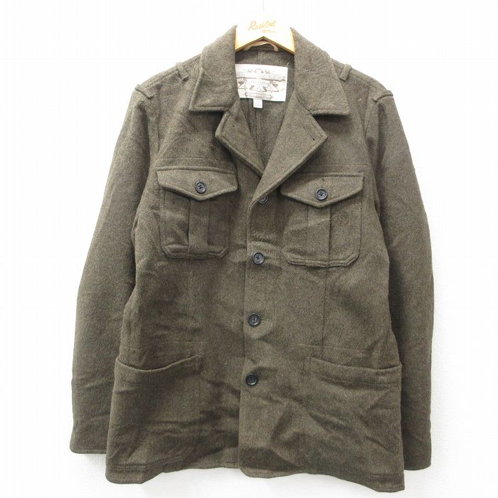 L★古着 バナナリパブリック BANANA REPUBLIC 長袖 ウール ジャケット メンズ 濃緑 グリーン 25feb05 中古 アウター
