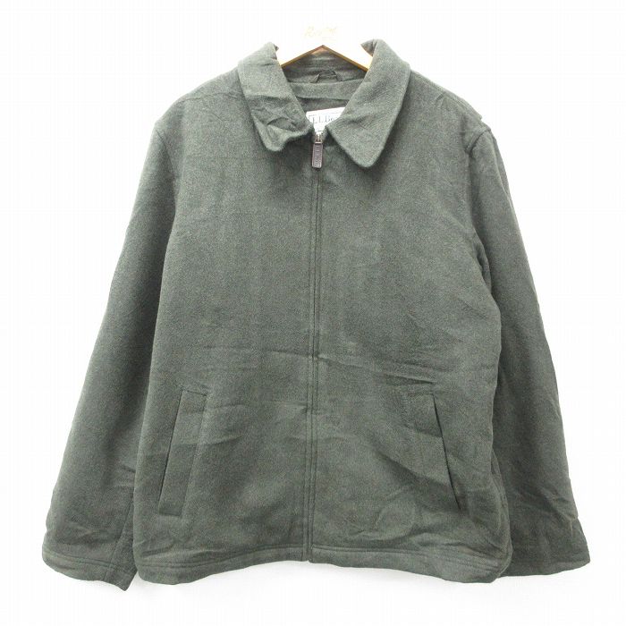 【20%OFF】XL★古着 エルエルビーン LLBEAN 長袖 ウール ジャケット メンズ 00年代 00s 濃緑 グリーン 内側キルティング 25feb05 中古 アウター