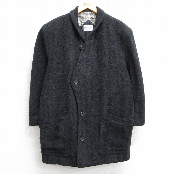 XL★古着 長袖 ウール ジャケット メンズ 90年代 90s ロング丈 イタリア製 黒 ブラック 【spe】 25feb07 中古 アウター