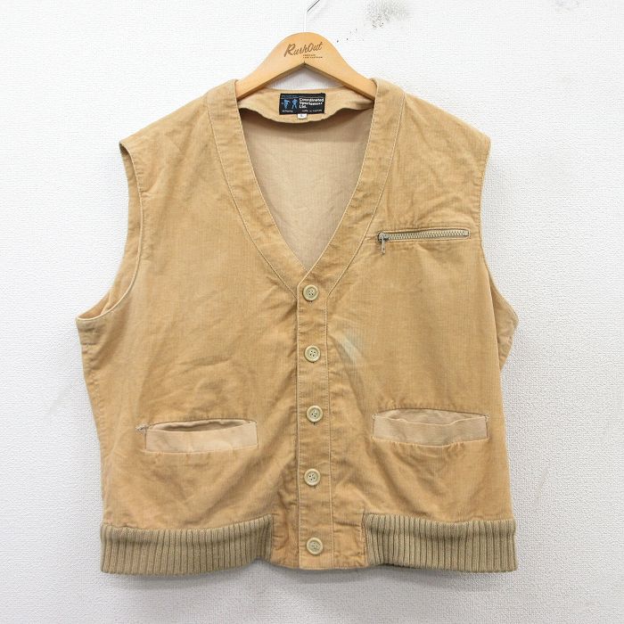L★古着 JCペニー コーデュロイ ベスト メンズ 80年代 80s 薄茶 ブラウン 25feb19 中古 アウター
