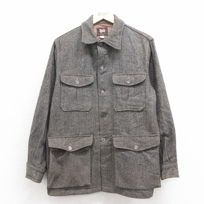 L★古着 ウールリッチ WOOLRICH 長袖 ビンテージ ウール ジャケット メンズ 60年代 60s ツイード グレー 25oct04 中古 アウター